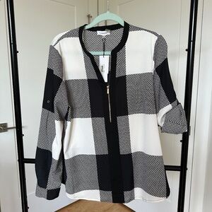 NWT Calvin Klein Black & White Top - Checker board Design